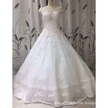 2017 Prinzessin ärmellose Spitze Appliqued Ballkleid anmutige Hochzeitskleid